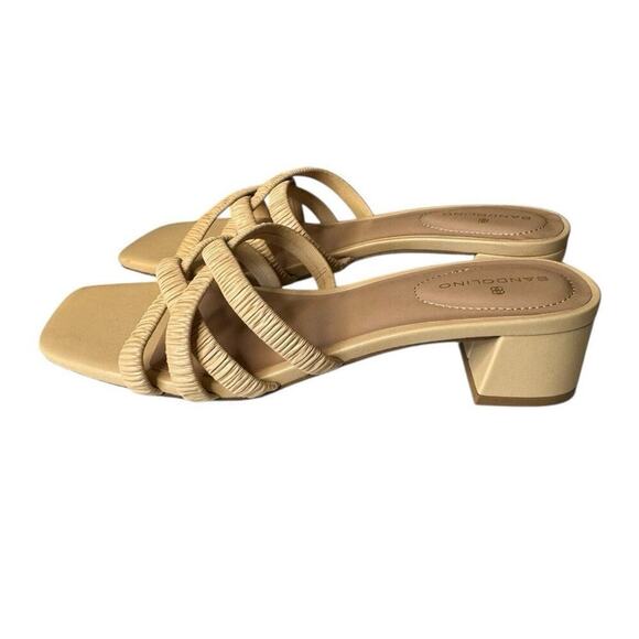 Bandolino Runrun 3 Criss Cross Sandals Beige Yellow Block Heel Women’s 8M - Picture 6 of 8